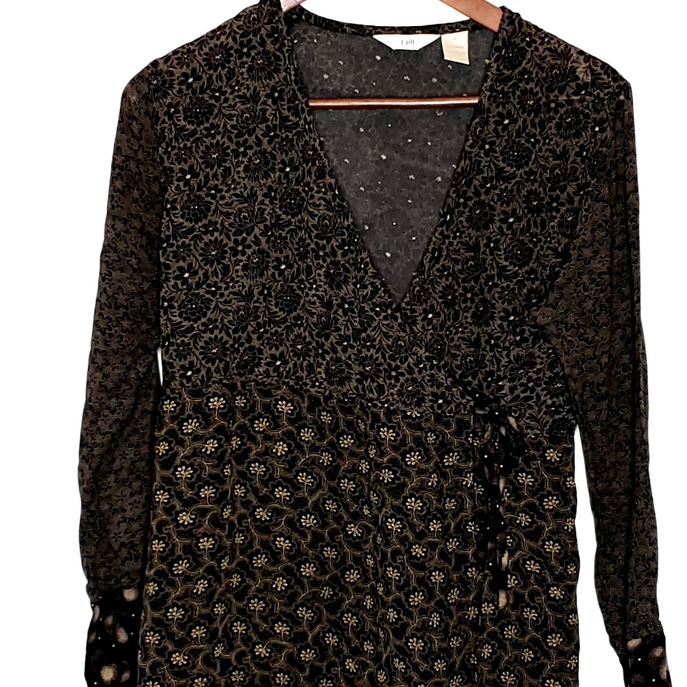 J jill  faux wrap blouse 8